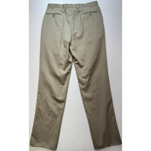 Nordstrom Men's Wool Pleated Dress Pants Straight Leg Size 38R Beige Stretch - Picture 2 of 8